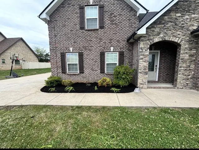 Front flower bed after mulching